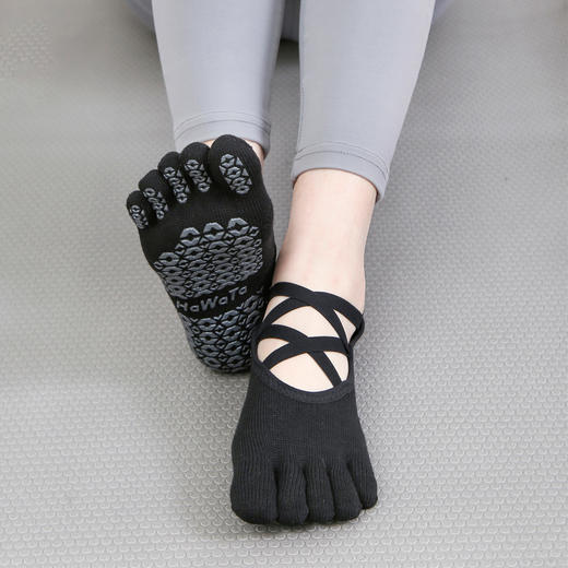 《15送1》哈瓦塔爆款纯棉交叉防滑五指瑜伽袜芭蕾普拉提舞蹈健身运动 商品图11