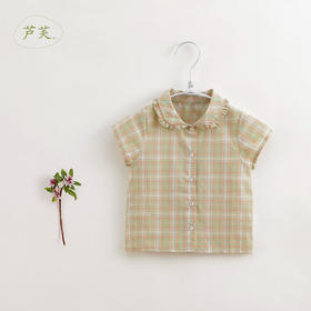 【打折】【马克珍妮 芦芙】夏装新款 女童木耳边领衬衫220690