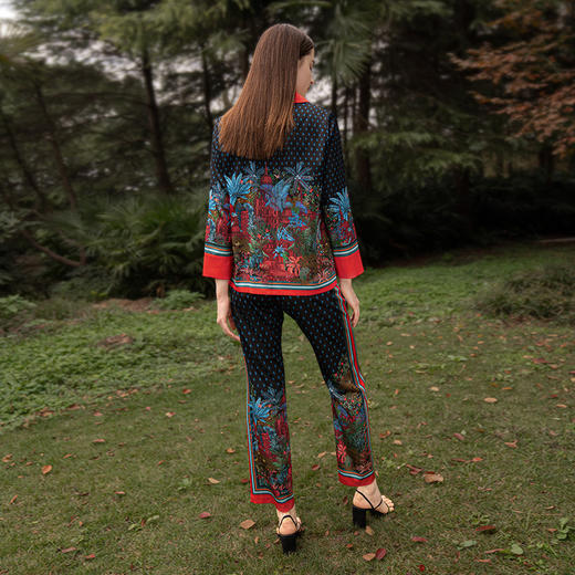 Solo seta22姆米睡衣套装女桑蚕丝家居服撞色轻奢高级可外穿秋冬 商品图3