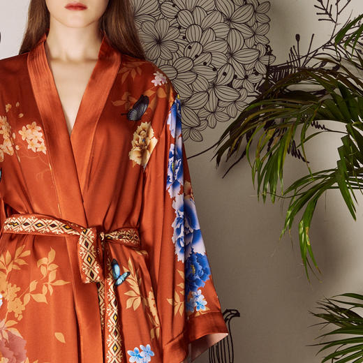 Solo seta重磅真丝睡袍女桑蚕丝新娘晨袍可外穿中国风家居服秋冬 商品图1