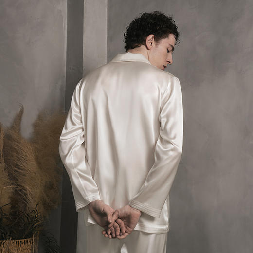 Solo seta25姆米重磅真丝睡衣桑蚕丝男士高端家居服套装送礼秋冬 商品图3