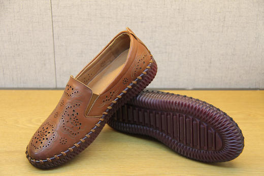 豪行夏季新款20292751软底舒适真皮女鞋镂空平底牛筋防滑底舒适鞋 专柜正品 商品图4