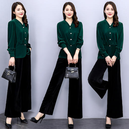 2022年春季圆领个性气质款金丝绒时尚优雅潮流舒适套装  HRYZ7736 商品图2