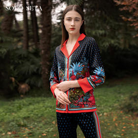 Solo seta22姆米睡衣套装女桑蚕丝家居服撞色轻奢高级可外穿秋冬