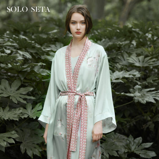 Solo seta真丝睡袍女士22姆米重磅桑蚕丝晨袍中长款浴袍睡衣秋冬 商品图0