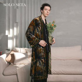 Solo seta丝绒睡袍男士秋冬家居服晨袍中长款高级感法式婚礼