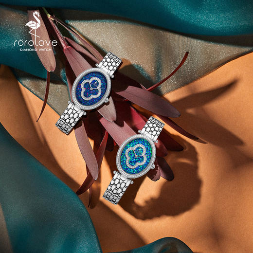【ROROLOVE】诺爱Promise系列 天然钻石腕表 精钢蓝金砂面钻石手表（104个天然钻石） 商品图8
