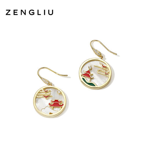ZEGL设计师中国风祥云贝壳耳环女气质耳钉2024新款潮网红耳饰 商品图2