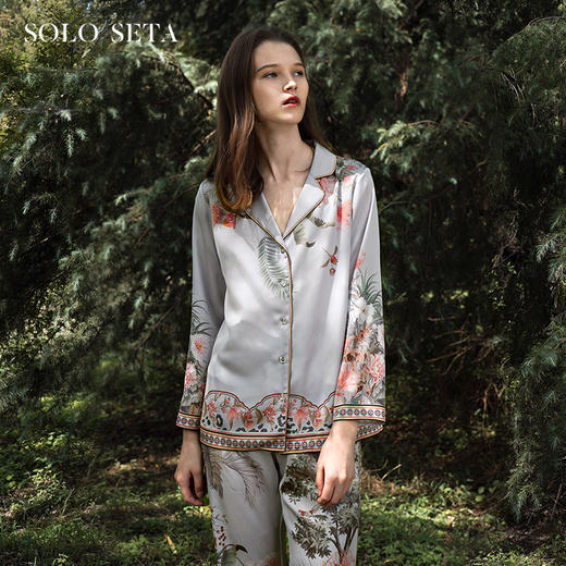 Solo seta22姆米重磅真丝睡衣套装女两件套宽松高档可出门 商品图0