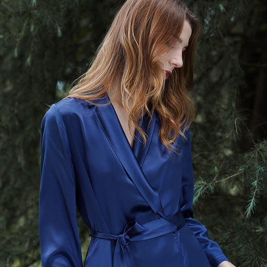 Solo seta22姆米重磅真丝睡袍中长款2025秋冬丝绸浴袍女长袖 商品图4