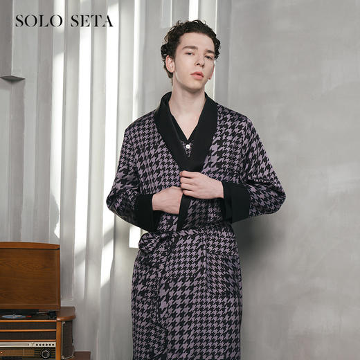 Solo seta22姆米秋冬真丝睡袍男士丝绸家居服中长款晨袍睡衣 商品图0