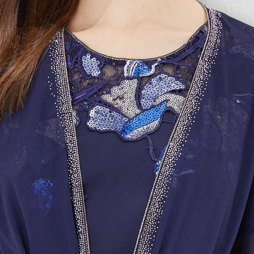 PG83E斯尔丽瑟俪2022年两件套式珠片拼接修身系带式连衣裙 商品图4