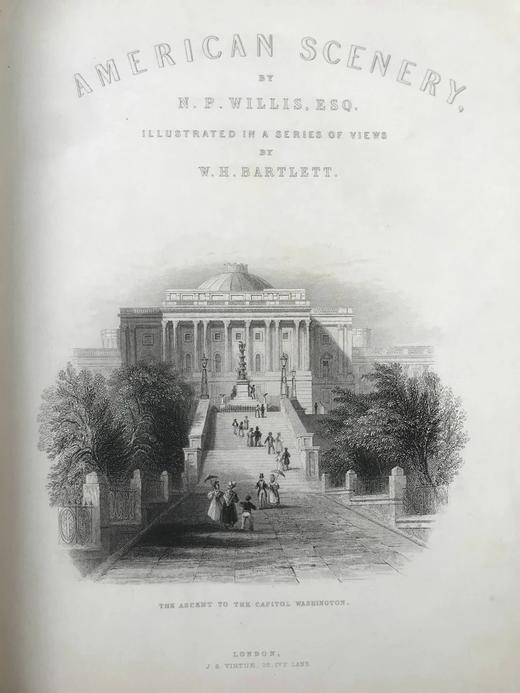 约19世纪中期 美国风景版画集（卷1） 约60余幅版画插图 全真皮精装16开 商品图2