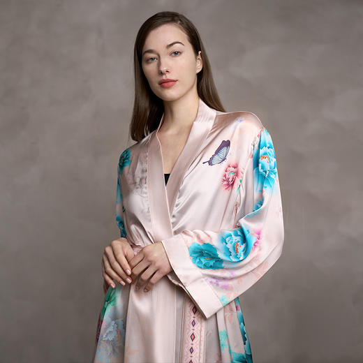 Solo seta重磅真丝睡袍女桑蚕丝新娘晨袍可外穿中国风家居服秋冬 商品图2