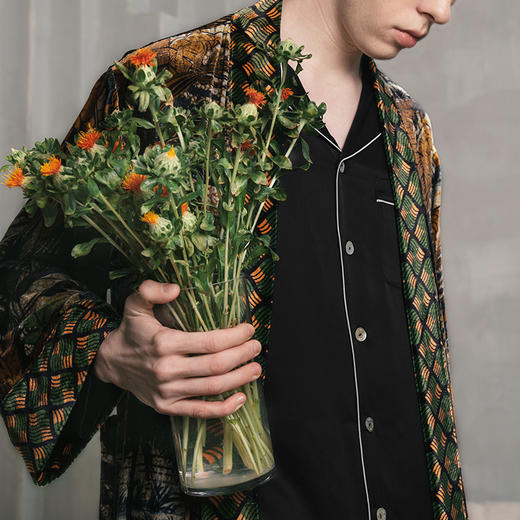 Solo seta丝绒睡袍男士秋冬家居服晨袍中长款高级感法式婚礼 商品图3