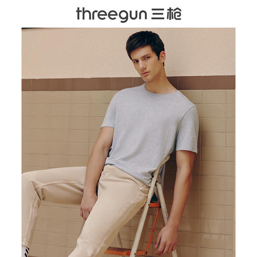 Threegun三枪 【水柔棉】圆领男士短袖T恤打底衫-23033A011 商品图7