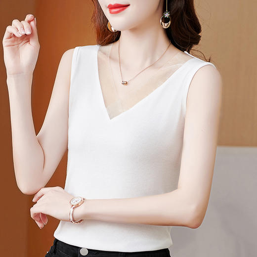 V领吊带背心女西装内搭打底衫夏莫代尔上衣蕾丝镂空百搭外穿小衫 TYL6181 商品图1