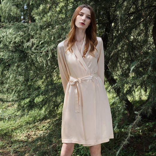 Solo seta22姆米重磅真丝睡袍中长款2025秋冬丝绸浴袍女长袖 商品图1