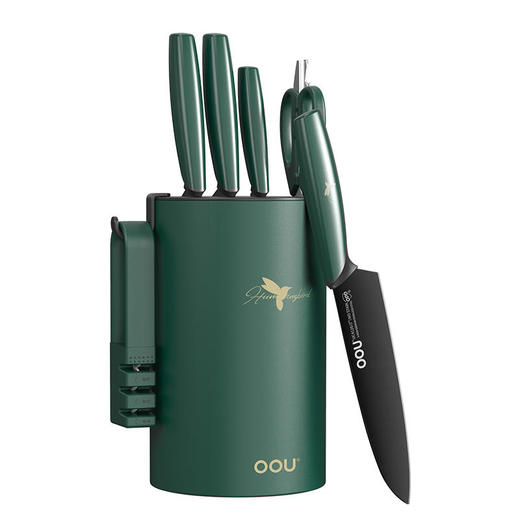 OOU!翡翠绿蜂鸟七件套厨房家用斩骨刀菜刀厨师刀水果刀全套组合厨具黑刀翡翠蜂鸟【德国钢7件套】 商品图2