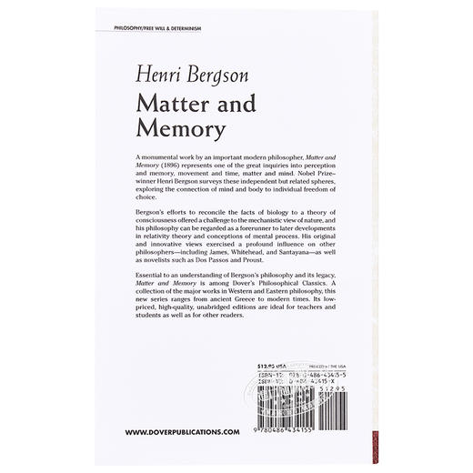 【中商原版】亨利·柏格森：物质与记忆 英文原版 Matter and Memory Henri Bergson 商品图1