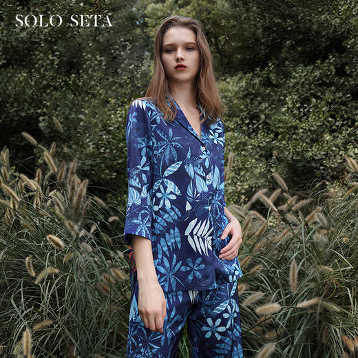 Solo seta原创真丝睡衣女秋冬两件套时尚高级感家居服可出门 商品图0