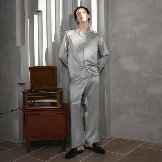 Solo seta25姆米重磅真丝睡衣桑蚕丝男士高端家居服套装送礼秋冬 商品图4