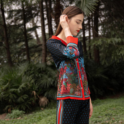 Solo seta22姆米睡衣套装女桑蚕丝家居服撞色轻奢高级可外穿秋冬 商品图2