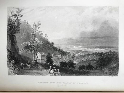 约19世纪中期 美国风景版画集（卷1） 约60余幅版画插图 全真皮精装16开 商品图9