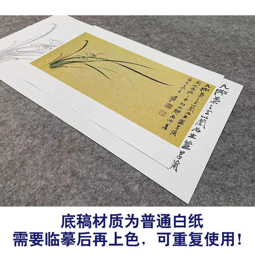 张大千横幅工笔花鸟白描底稿《兰花》临摹勾线高清打印稿QD25 商品图3