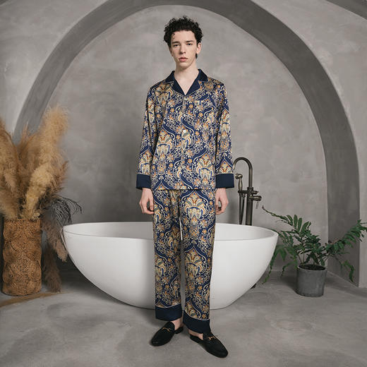 Solo seta22姆米重磅真丝睡衣家居服男长袖套装丝绸2025秋冬 商品图2