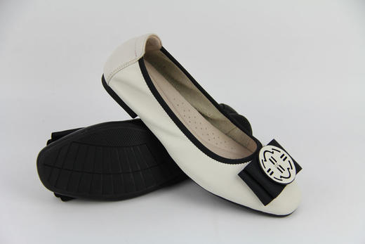 蝴蝶结平底鞋真皮浅口女单鞋低跟懒人鞋豪行正品29191652圆头百搭 商品图5