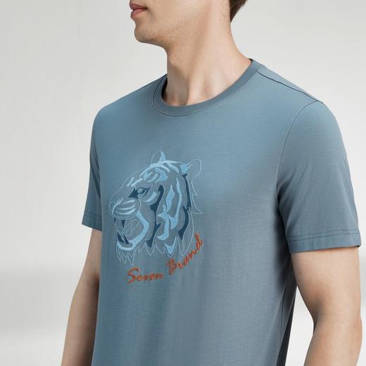 柒牌短袖t恤男时尚休闲夏季薄款纯棉圆领弹力老虎体恤上衣潮122T71180	122T71180 商品图2