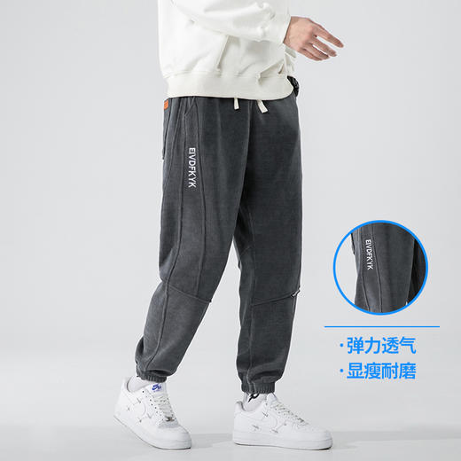 【DH】大依优型大码松紧腰灯芯绒橡筋口休闲裤卫裤宽松小脚长裤加肥加大胖子 商品图3