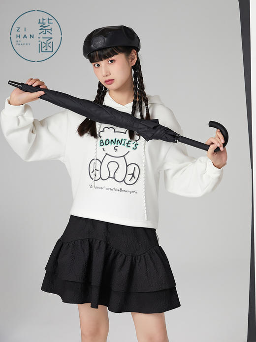 ZIHAN紫涵宽松印花卫衣女休闲运动风2022春季新款短款Z2Z02HS614 商品图1