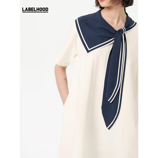 deepmoss 白色拼接针织海军领连衣裙 DM22SSDS01BN 商品图2