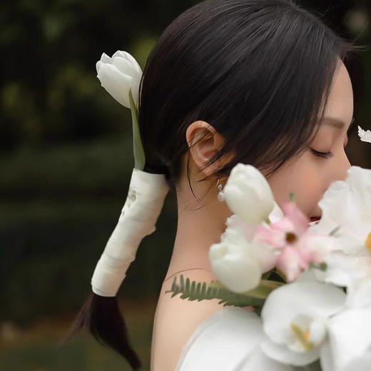 仿真郁金香发饰简约超仙美丝带森系 商品图2