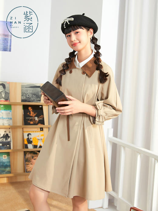 ZIHAN紫涵收腰翻领A版风衣外套女2022春新款风衣Z2Z02AS322 商品图3