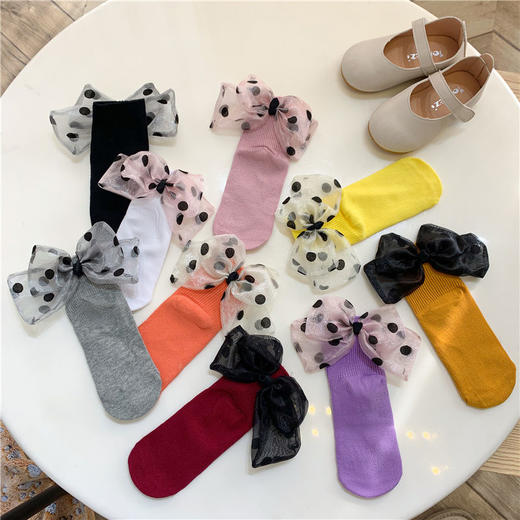 新款春夏季儿童袜子全棉女童波点蝴蝶结淑女薄款短袜公主袜 商品图1