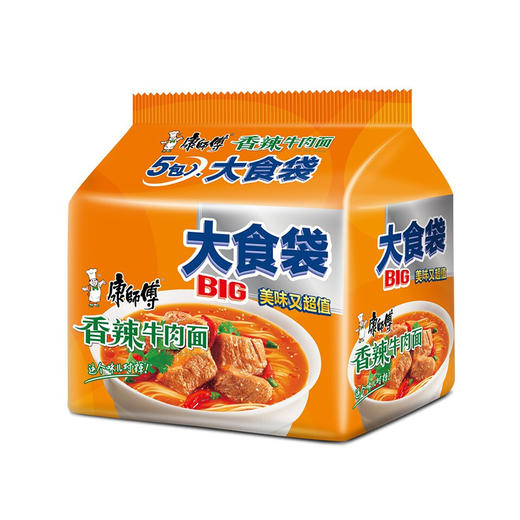 康师傅大食袋香辣牛肉面 144g*5 商品图0