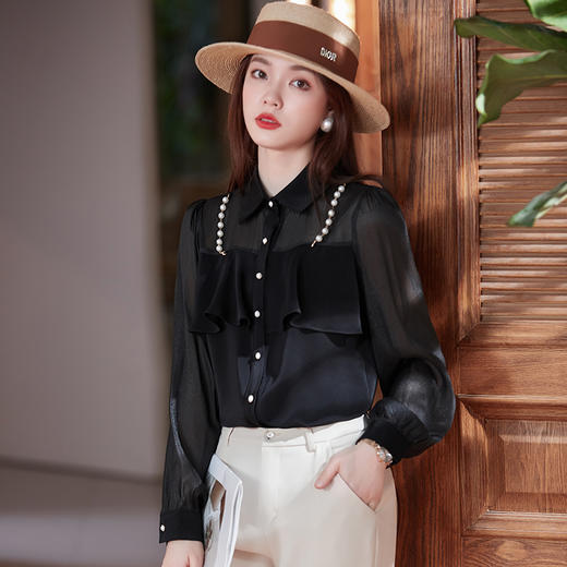 新款气质名媛衬衫百搭显瘦 商品图0