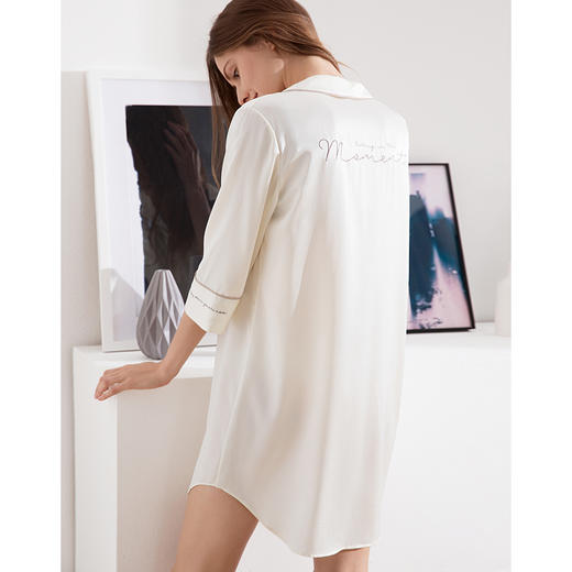 金三塔19姆米真丝衬衫式睡衣女100%桑蚕丝性感松衬衣可外穿家居服  YSF9B307 商品图1