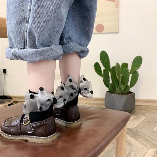 新款春夏季儿童袜子全棉女童波点蝴蝶结淑女薄款短袜公主袜 商品图4