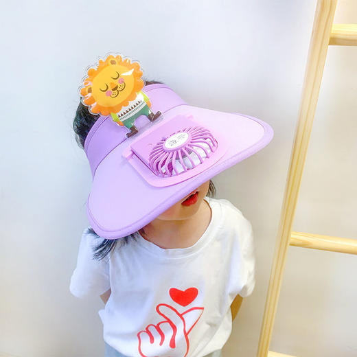 儿童帽子夏季遮阳防晒空顶帽防紫外线卡通太阳帽电风扇吹风亲子帽 商品图3