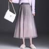 时尚渐变色亮丝网纱百褶裙，修身显瘦A字大裙摆长裙春秋半身裙TY-2106 商品缩略图0