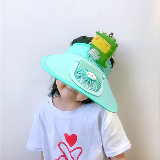 儿童帽子夏季遮阳防晒空顶帽防紫外线卡通太阳帽电风扇吹风亲子帽 商品图0