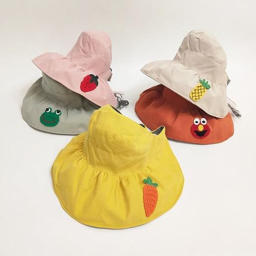 儿童空顶帽子女春夏新款防晒遮阳帽折叠大檐沙滩帽出游亲子太阳帽 商品图8