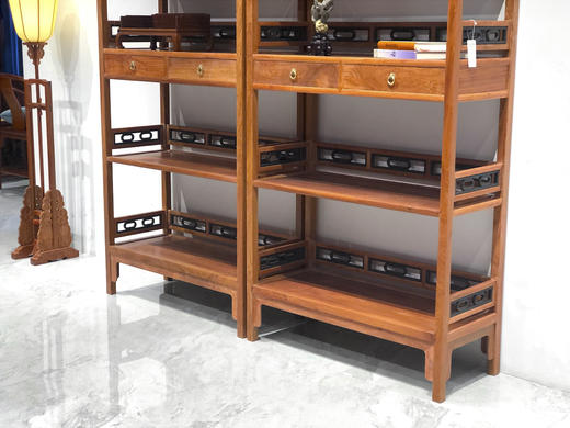 红桥红  家具严选  缅甸花梨（大果紫檀）【198嵌紫光檀椭圆卡子花 书架】 商品图8