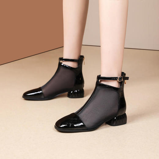 镂空网靴，中跟包头高帮凉靴圆头 PLGZ-D51-1 商品图3