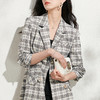 剩S/M/L/XL 芳外格纹中长西服风衣2022春季新款五分袖女式西服 商品缩略图4