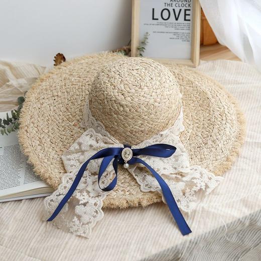 ins网红名媛大沿拉菲草帽时尚气质大檐海边度假沙滩帽遮阳防晒帽 商品图9